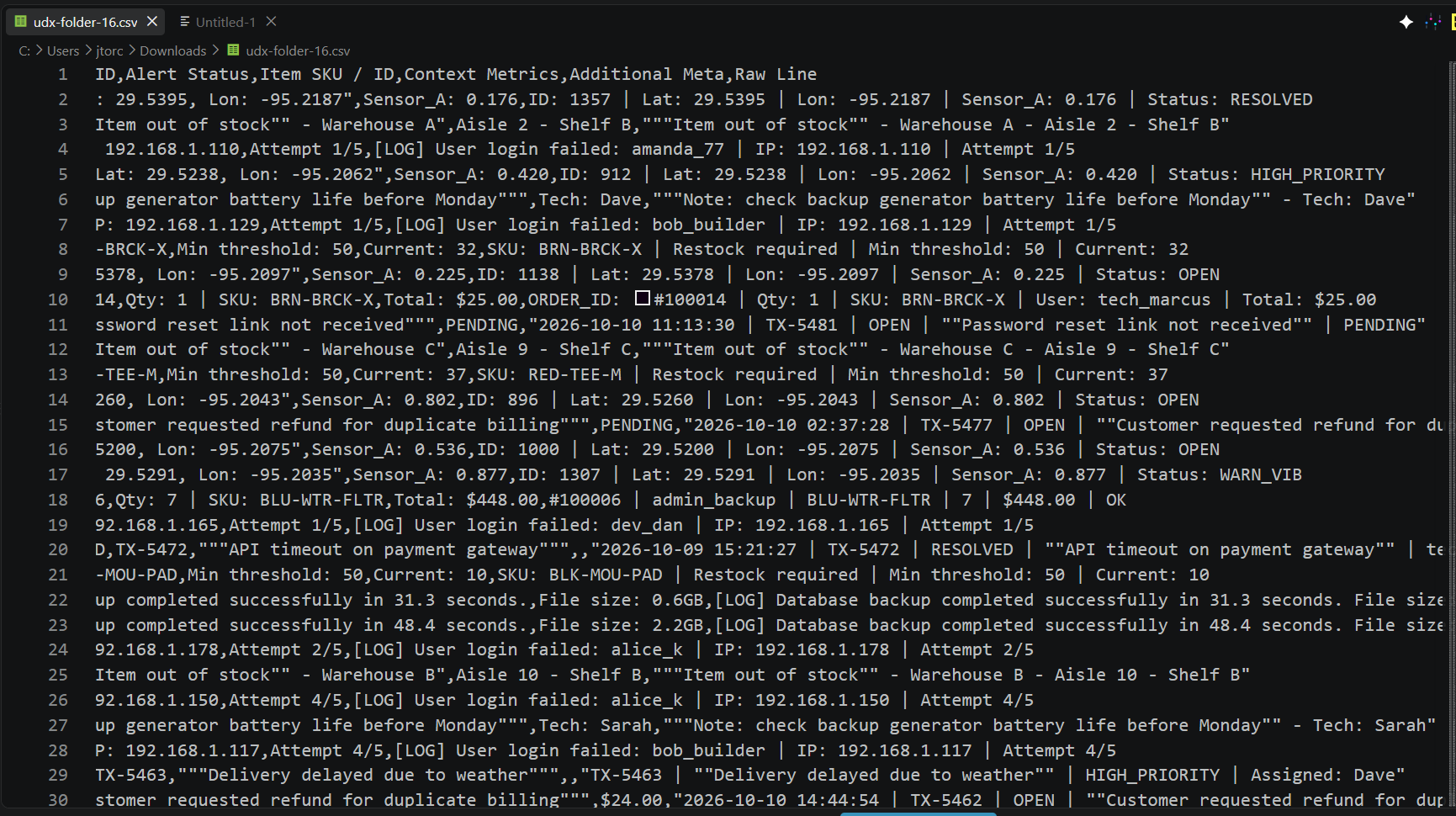 UDX workspace screenshot.